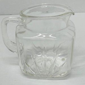 Federal Clear Glass Square Qt Juice Pitcher Handle Star On Vintage 1950’s  ~~